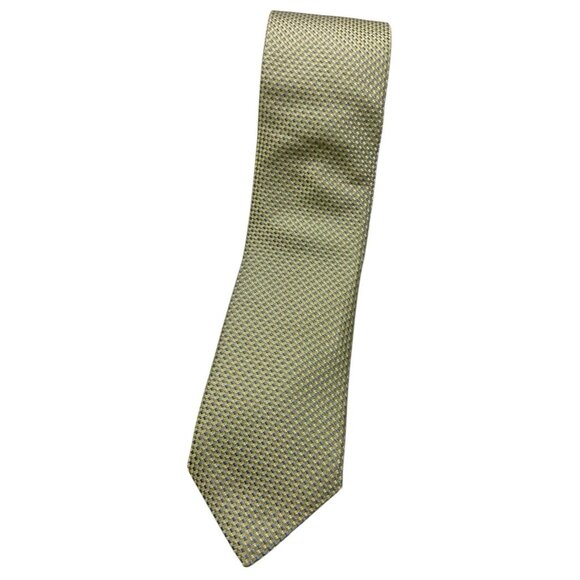 NEW THOMAS PINK Men's 100% Silk Necktie LUXURY Tie Yellow Blue GeometricW:3.2